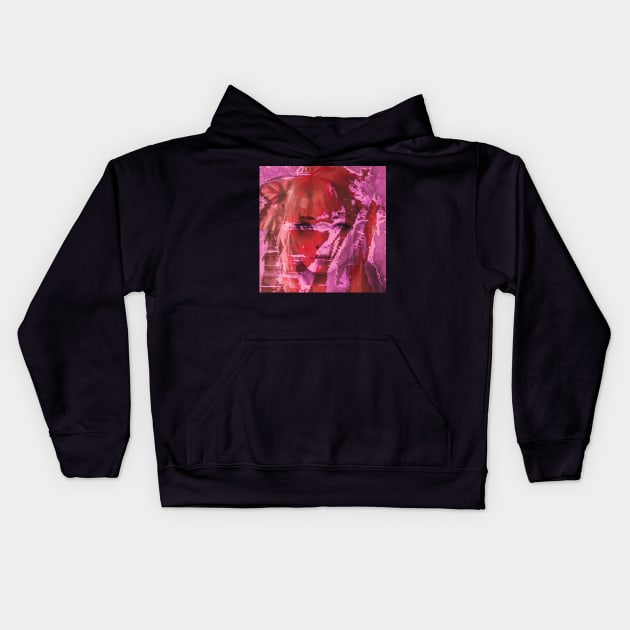 Penthouse Haunting - Glitch Art Portrait Kids Hoodie by raspberry-tea